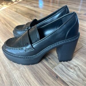 New York and Company Women's Black Platform Heel Loafer Shoes Chunky Y2K Size 10